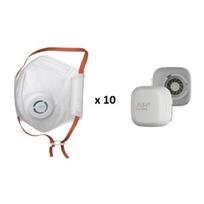 AIR+ FFP3 RESPIRATORIUS SU VOŽTUVU (10 VNT) + AIR+ ACTIVE MINI ĮKRAUNAMAS VENTILIATORIUS