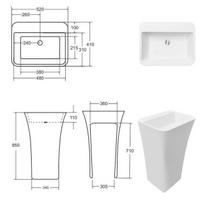 Besco Assos S line Black/White akmens masės praustuvas su koja