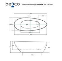 Vonia Besco Goya Black&White 160, su Klik-klak Graphite valomu iš viršaus