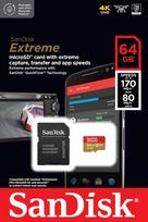 SanDisk atm. korta microSDXC 64GB Extreme 170MB/s su adap.