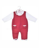 BABY C 0-9 mėn. dviejų dalių rinkinys, marškinėliai ir raudonas romperis