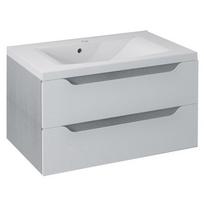 Pakabinama vonios spintelė Sapho Wave 80x45x48cm su praustuvu balta ir silver oak