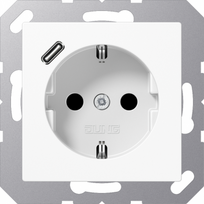 Socket outlet, 16A/250V, with USB C charger, white, A500 A1520-18CWW | 4011377184244