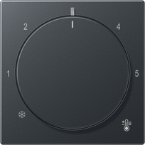 Centre plate for thermostat, with knob, matt anthracite black, A range A1749BFANM | 4011377195110