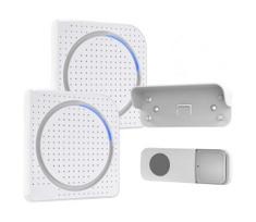 Solight 1L67AD - KOMPLEKTAS 2x Bevielis durų skambutis 230V/3xAAA IP56 balta