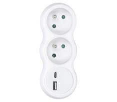 Solight P100USBC - Kištukinio lizdo skirstytuvas su USB A+C charger 2x10A balta
