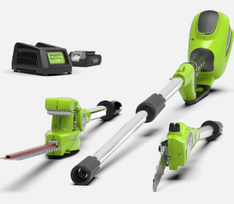 Greenworks Aukštapjovės ir gyvatvorių genėtuvo komplektas 24V su 2Ah akumuliatoriumi G24PSHK2