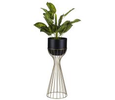Metalinis vazonas LOFT 56x20 cm auksas/juoda