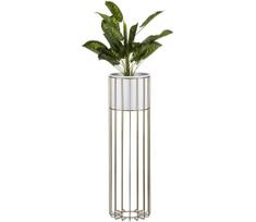 Metalinis vazonas LOFT 70x20 cm auksas/balta