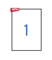 Lipnios etiketės APLI, 210 x 297 mm, A4, 1 lipdukai lape, 25 lapai, balta
