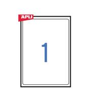 Lipnios etiketės APLI, 199,6 x 289,1 mm, suapvalinti kamp., A4, 1 lipdukai lape, 100  lapų, balta