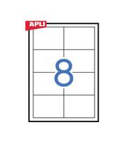 Lipnios etiketės APLI, 97 x 67,7 mm, A4, 8 lipdukai lape, 100 lapų, balta