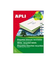 Lipnios etiketės APLI, 210 x 297 mm, A4, perdirbti, 1 lipdukai lape, 100 lapų, balta