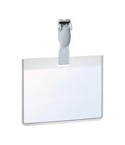 Kabinama vardinė kortelė su plastmasiniu spaustuku DURABLE, 60 x 90 mm,  (pak. -25 vnt.)