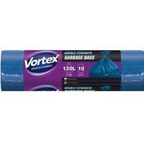 Šiukšlių maišai VORTEX, mėlynos sp., 120 l, 10 vnt, 35 mikr