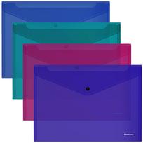 Plastikinis vokas su spaustuku GLOSSY VIVID, ErichKrause, A4, 180mkr, permatomas, 4 sp.