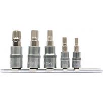 Antgalių komplektas, SPLINE, 1/4 ", 3/8", Cr-V, 5vnt., YATO