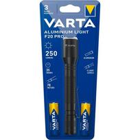 LED žibintuvėlis VARTA Aluminium Light F20 Pro, 250 lm, elementai 2xAA (įeina), juodos spalvos