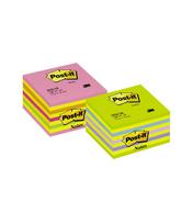 Lipnūs lapeliai Post-it Ledinukai kubas, 76 x 76 mm, 450 lapelių, neoninių melsvų spalvų derinys