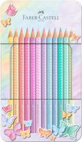 Spalvoti pieštukai Faber-Castell Sparkle, 12 spalvų, metalinėje dėžutėje
