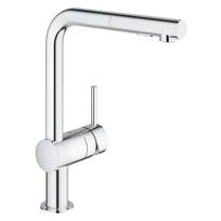 Grohe Minta chromo spalvos virtuvinis maišytuvas su ištraukiamu dušeliu 30274000