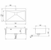 Plautuvė Aira AIR 100 M-T-grafito spalva-790x510mm