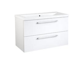 SCANDIC, spintelė su praustuvu, 2 stalčiai, 81cm, balta blizgi