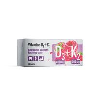 Vitaminai D3 + K2, kramtomosios tabletės, N30