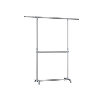 Mobili drabžių kabykla ant ratukų | Ištraukiama 113-198 cm | Pilka