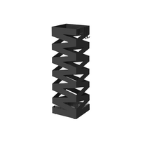 Juodos spalvos stovas skėčiams su kabliukais | 49 x 15,5 x 15,5 cm | Juoda