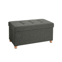 Tvirtas lengvas pufas ant kojelių | 300 kg | 76 x 40 x 38 cm | Tamsiai pilka