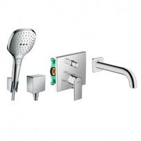 Hansgrohe VERNIS Shape chromo spalvos potinkinė sistema su vonios snapu ir rankiniu dušu
