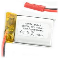 Akumuliatorius Li-Pol Akyga 250mAh 1S 3.7V - sujungimas JST-BEC + lizdas