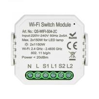 2 kanalų Tuya RS2 WiFi rėlės modulis 230V