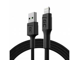 Kabelis Green Cell GC PowerStream USB-A - 120 cm žaibo greitas įkrovimas Apple 2.4A