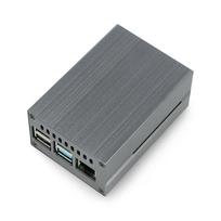 Aliumininis dėklas, skirtas Raspberry Pi 4B su ventiliatoriumi - pilkas
