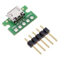 MicroUSB B tipo 5 kontaktų jungtis maketavimo plokštei, Pololu 2586