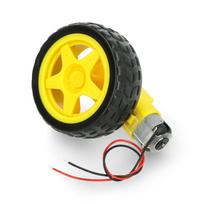 Ratas + DC variklis 65x26mm 5V su 48:1 pavara + laidai