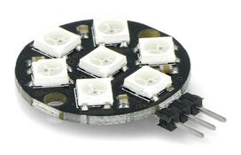 Diodų žiedas LED RGB 7 x WS2812 5050 - lituotos jungtys