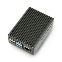 Dėklas skirtas Raspberry Pi 4B - su išpjovomis - aliuminis - grafitas