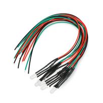 LED 5mm 12V su rezistoriumi ir viela - dviejų spalvų raudona/žalia - bendras katodas - 5 vnt