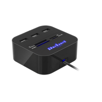HUB USB 2.0 3 šakotuvas su atminties kortelių skaitytuvu