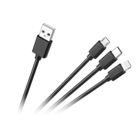 CABLETECH 3in1 jungiamasis kabelis USB A - micro - C - lightning 1.2m