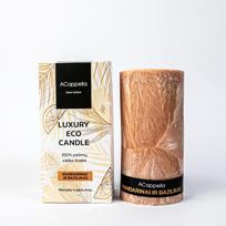 Accapella Rankų darbo 100% palmių vaško kvapni žvakė ,,Mandarinas ir bazilikas'', 16 cm