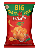 Bulvių traškučiai ESTRELLA, vingiuoto pjaustymo, aštraus pomidorų skonio, 250 g