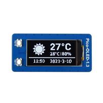 OLED ekranas 1.3" 64x128px, SPI/I2C, juodas/baltas, skirtas Raspberry Pi Pico, Waveshare 19376
