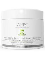 Apis alginatinė jūros dumblių kaukė su bambukais, žaliąja arbata, Negyvosios jūros juoduoju purvu Apis Acne Stop 100g