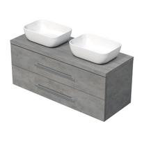 Vonios spintelė dviem pastatomiems praustuvams Cube 120x53x46 cm Pilkos betono spalvos