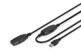 DIGITUS Extension Cable USB 3.0 SuperSpeed Type USB A/A M/F active black 15m