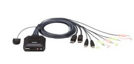 ATEN CS22DP-AT CS22DP 2-Port USB DisplayPort KVM Switch Remote port selector 1.2m cables